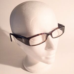 Vintage Giorgio Armani Tortoise with Mother of Pearl Logo Rectangle Eyeglasses